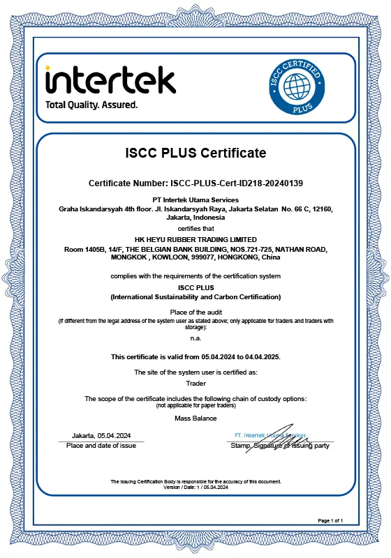ISCC Plus -Zertifikat